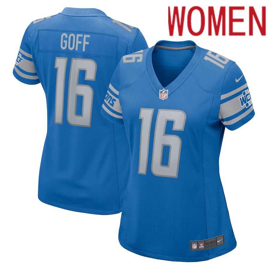 Women Detroit Lions 16 Jared Goff Nike Blue Game NFL Jersey